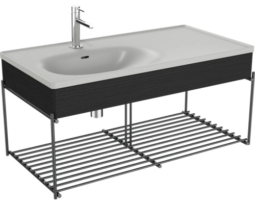 Waschbecken mit Ablagegitter VitrA Equal BxHxT 102.5x46.5x52 cm Frontfarbe schwarz eiche 66060