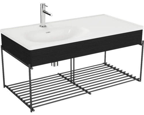 Waschbecken mit Ablagegitter VitrA Equal BxHxT 102.5x46.5x52 cm Frontfarbe schwarz eiche 64091