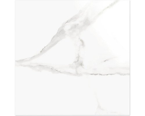 Feinsteinzeug Wand- und Bodenfliese PURE Blanco 60 cm x 60 cm x 0,8 cm weiss marmoriert rektifiziert