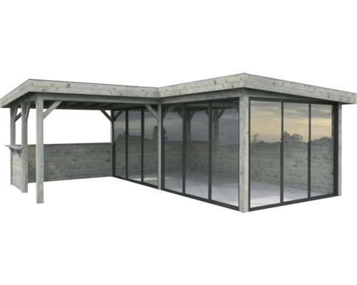 Pavillon Palmako Lenna Slide 24,9 m² Set 423 588 x 588 cm tauchimprägniert grau