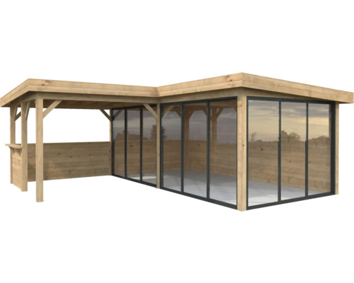 Pavillon Palmako Lenna Slide 24,9 m² Set 423 588 x 588 cm tauchimprägniert braun
