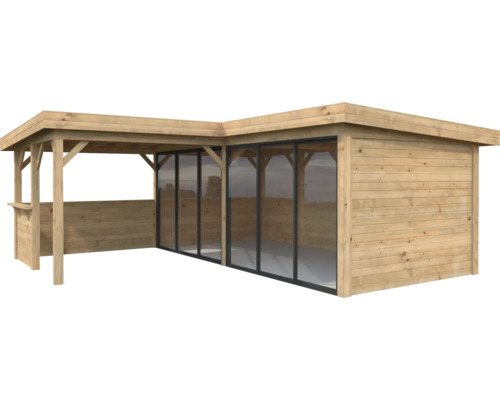 Pavillon Palmako Lenna Slide 24,9 m² Set 422 588 x 588 cm tauchimprägniert braun