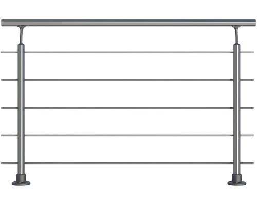 Pertura Silenos Geländer-Komplettset Aluminium mit fünf Edelstahlstäben für Bodenmontage B: 1.50 m