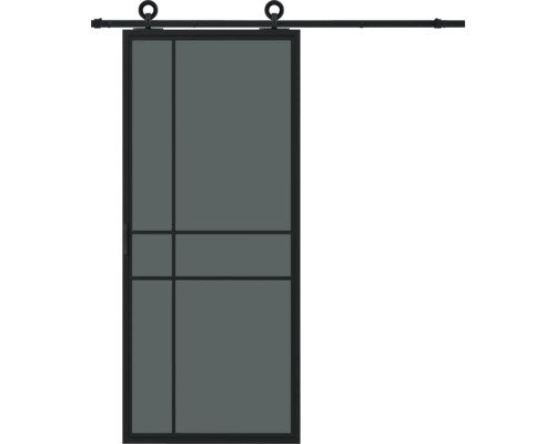Pertura Schiebetür Komplett-Set Jarn 06 Black 1000x2150 mm inkl. Laufschiene mit Rad,Griff-Set