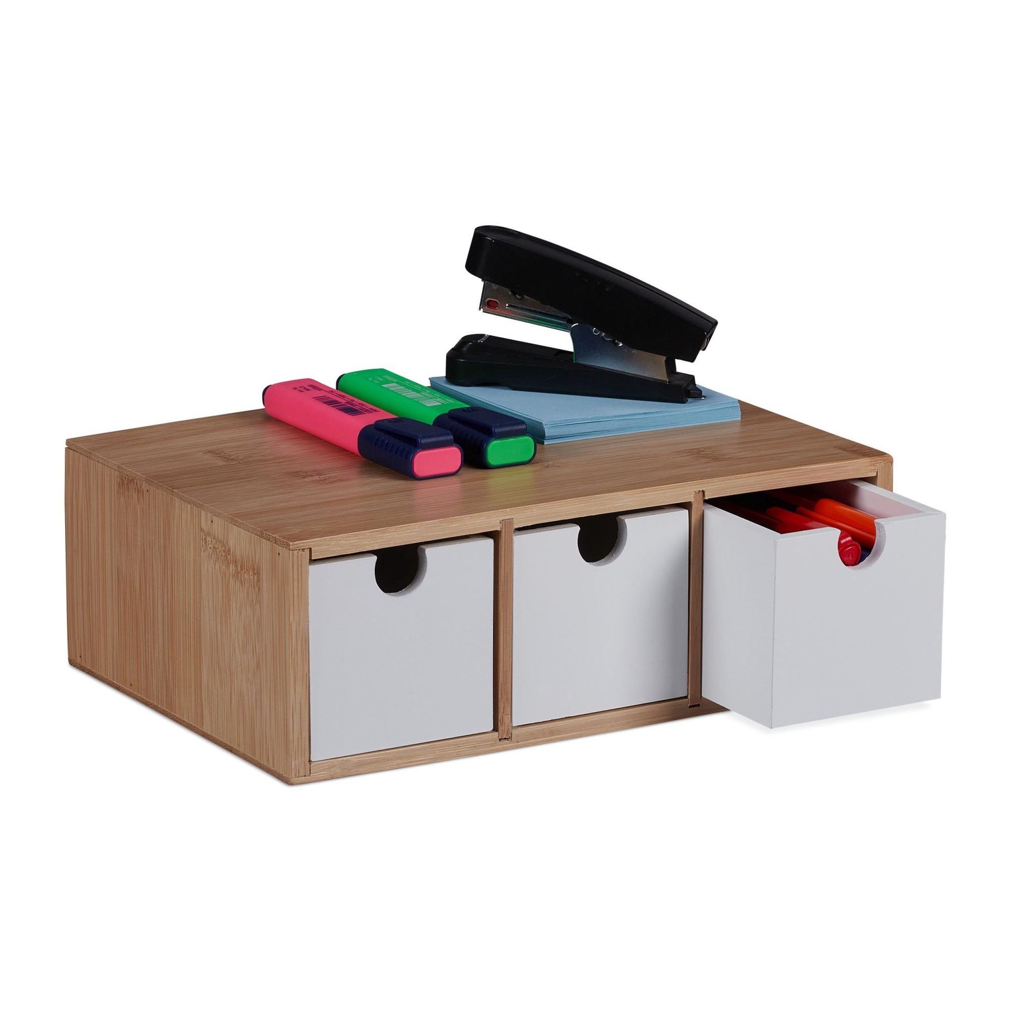 Schubladenbox aus Bambus & MDF 3 Fächer