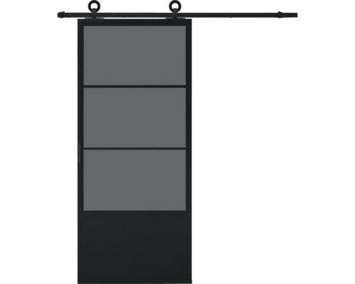 Pertura Schiebetür Komplett-Set Jarn 04 Black 1000x2150 mm inkl. Laufschiene mit Rad,Griff-Set