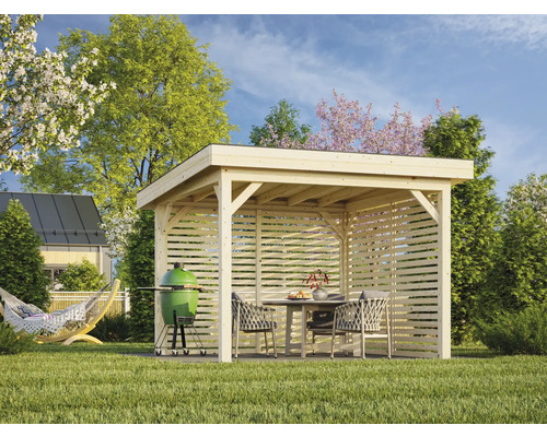 Pavillon Palmako Lenna 8,3 m² Set 302 inkl. Lamellenwände 300 x 300 cm tauchimprägniert