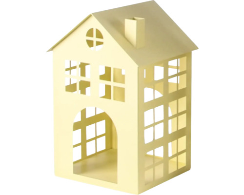 Laterne lafiora Metall Haus 16 cm x 25 cm gelb
