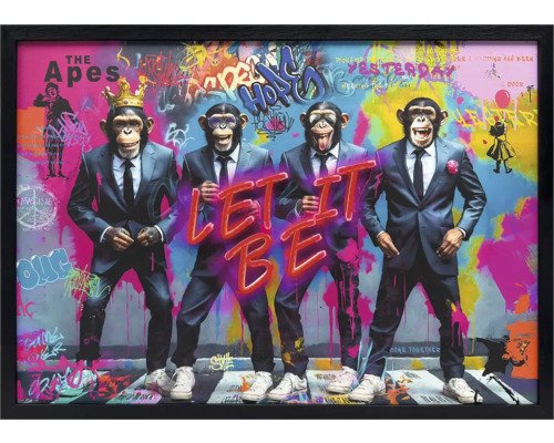 Gerahmtes Bild LED The Apes 70x50 cm
