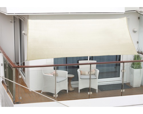 Balkonsonnensegel 1,4 x 2,7 m, aus wasser- und windabweisenden PES 200 g/m², elfenbein