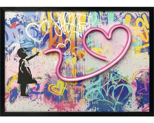 Gerahmtes Bild LED Little Girl With Heart 70x50 cm