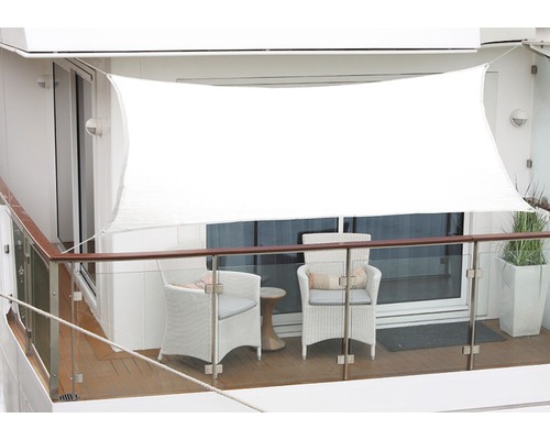 Balkonsonnensegel 1,4 x 2,7 m, aus wasser- und windabweisenden PES 200 g/m², weiss
