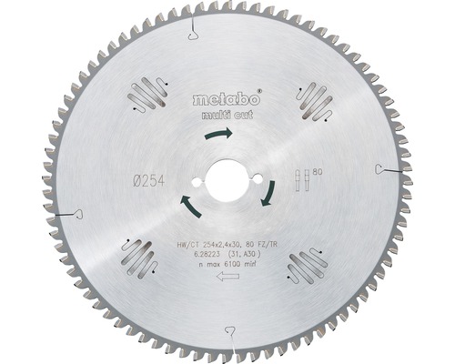 Metabo Kreissägeblatt HW/CT 254 x 30, 80FZ/TZ 5°n