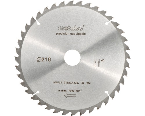 Metabo Kreissägeblatt HW/CT 216 x 30, 40 WZ 5°neg