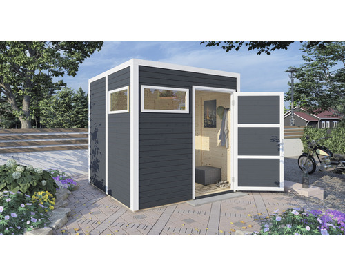Gartenhaus Cubo 2 mit Fussboden 226 x 240 cm anthrazit