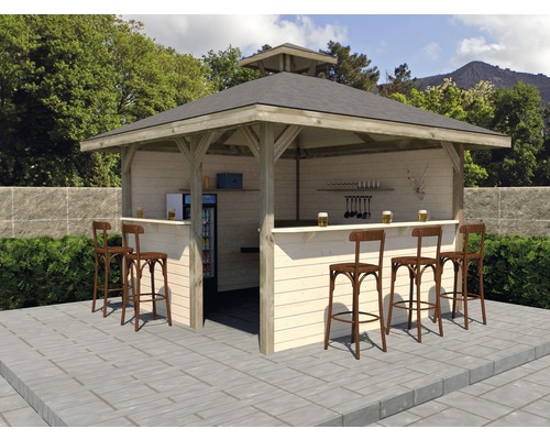 Pavillon weka Man Cave Freizeit Hütte Bar 304x304 cm natur