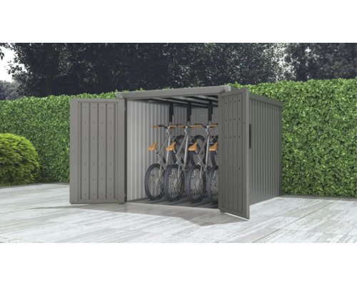 Fahrradgarage Konsta für 4 Fahrräder inkl. Einhängevorrichtung 162 x 211 x 151 cm grau-aluminium