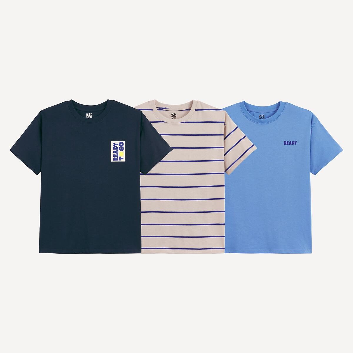 3er-Set bedruckte T-Shirts mit Rundhalsausschnitt und kurzen Ärmeln
