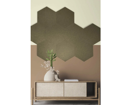 Akustikpaneel Hexagon Bamboo mit PET-Filz grün 57.7 x 50 cm