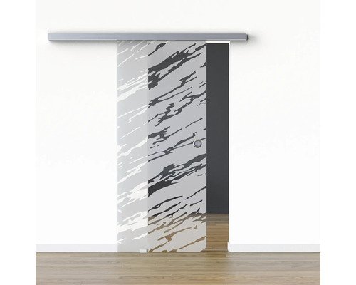 Pertura Glasschiebetür Komplettset Glera Vision 02 1025x2050 mm Links inkl. Beschlag Selir Aluminium Edelstahloptik,Griffmuschel
