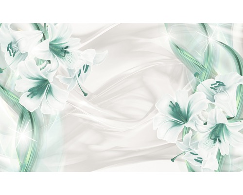 Fototapete Papier Lilien grün weiss 254 x 184 cm