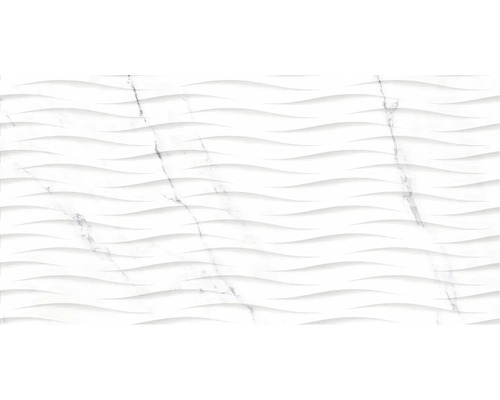 Feinsteinzeug Dekorfliese Verona blanco 45 x 90 cm gewellt