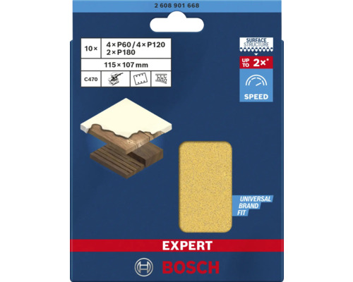 Bosch Expert Schleifblatt für Schwingschleifer C470 115x107 mm (Körnung 60-180) 10 Stück