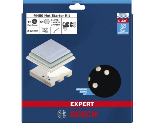 Bosch Expert Schleifblatt für Exzenterschleifer Trockenbauschleifer M480 Ø225 mm (Körnung 80/120/180) 7 Stück