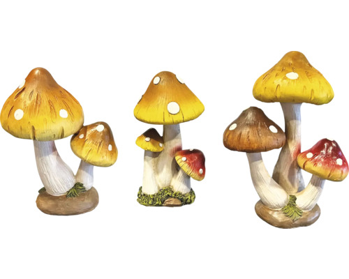 Dekofigur Fliegenpilze mit rotem und gelben Hut assortiert 10.5 x 14 x 20.5 cm