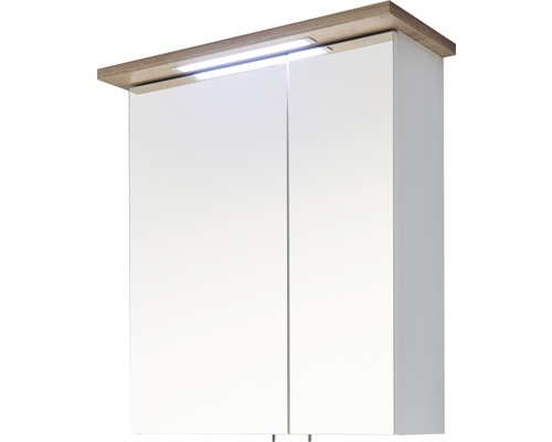 Pelipal LED-Spiegelschrank Noventa Cesa I BxHxT 60 x 72 x 20 cm weiss/eiche riviera