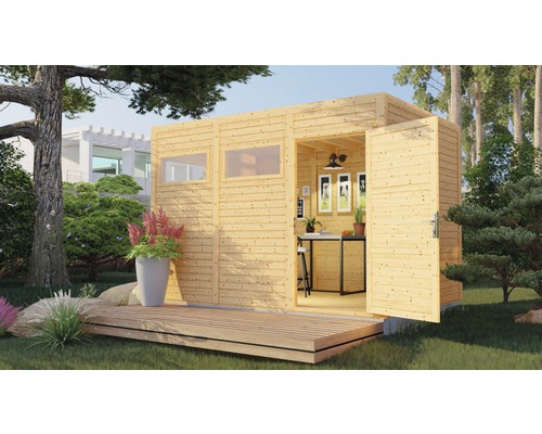 Gartenhaus Cubo 3 mit Fussboden 337 x 240 cm natur