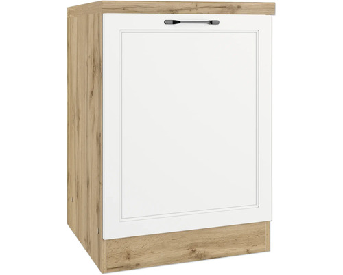 Unterschrank mit Drehtür Held Möbel Lübeck BxHxT 60x86x60 cm Frontfarbe weiss Korpusfarbe wotan eiche