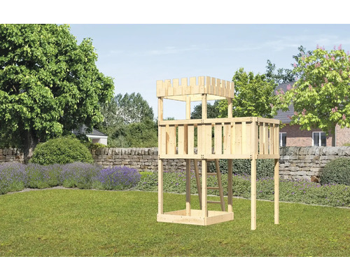 Spielturm Karibu Löwenherz 107 x 107 cm Holz bestehend aus Anbau