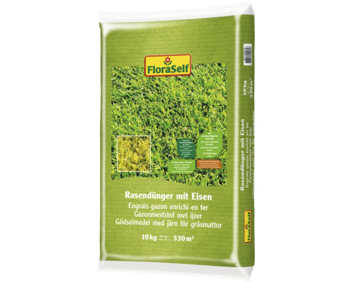 Rasendünger mit Eisen FloraSelf 10 kg / 330 m² mineralischer Dünger