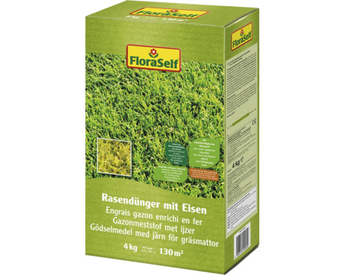 Rasendünger mit Eisen FloraSelf 4 kg / 130 m² mineralischer Dünger