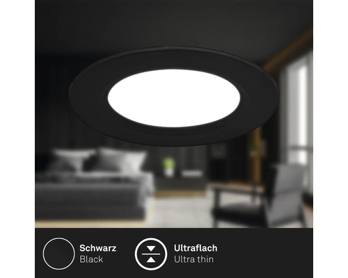 Einbauleuchte starr 1 x LED 12 W Ø 9 cm schwarz