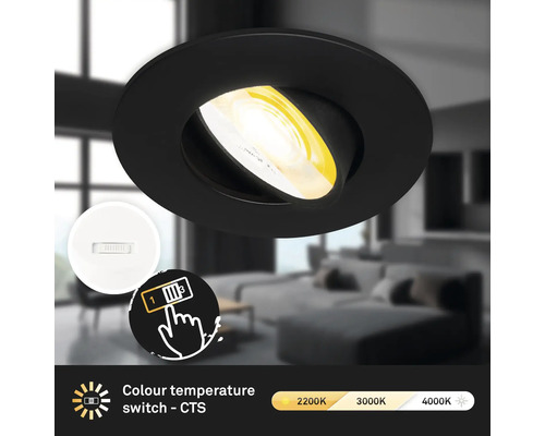 Einbauleuchte CTS dimmbar 1 x LED 4,9 W schwarz
