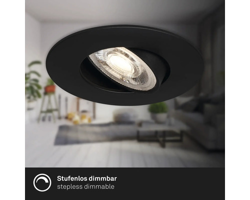 Einbauleuchte dimmbar 1 x LED 4,9 W schwarz