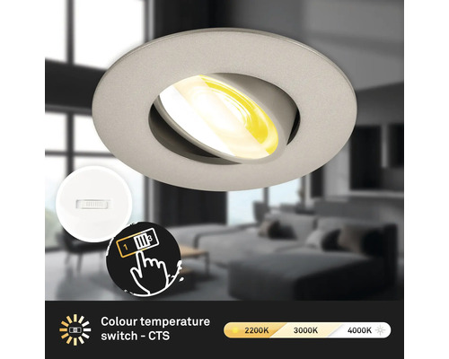 Einbauleuchte CTS dimmbar 1 x LED 4,9 W nickel matt