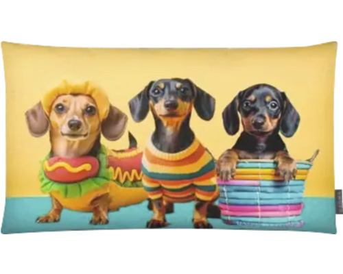 Dekokissen Dackel Hot Dog bunt 30x50 cm