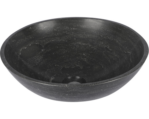 Differnz Aufsatzwaschbecken Limestone 40 x 40 cm Naturstein schwarz matt mit Beschichtung 38.010.58