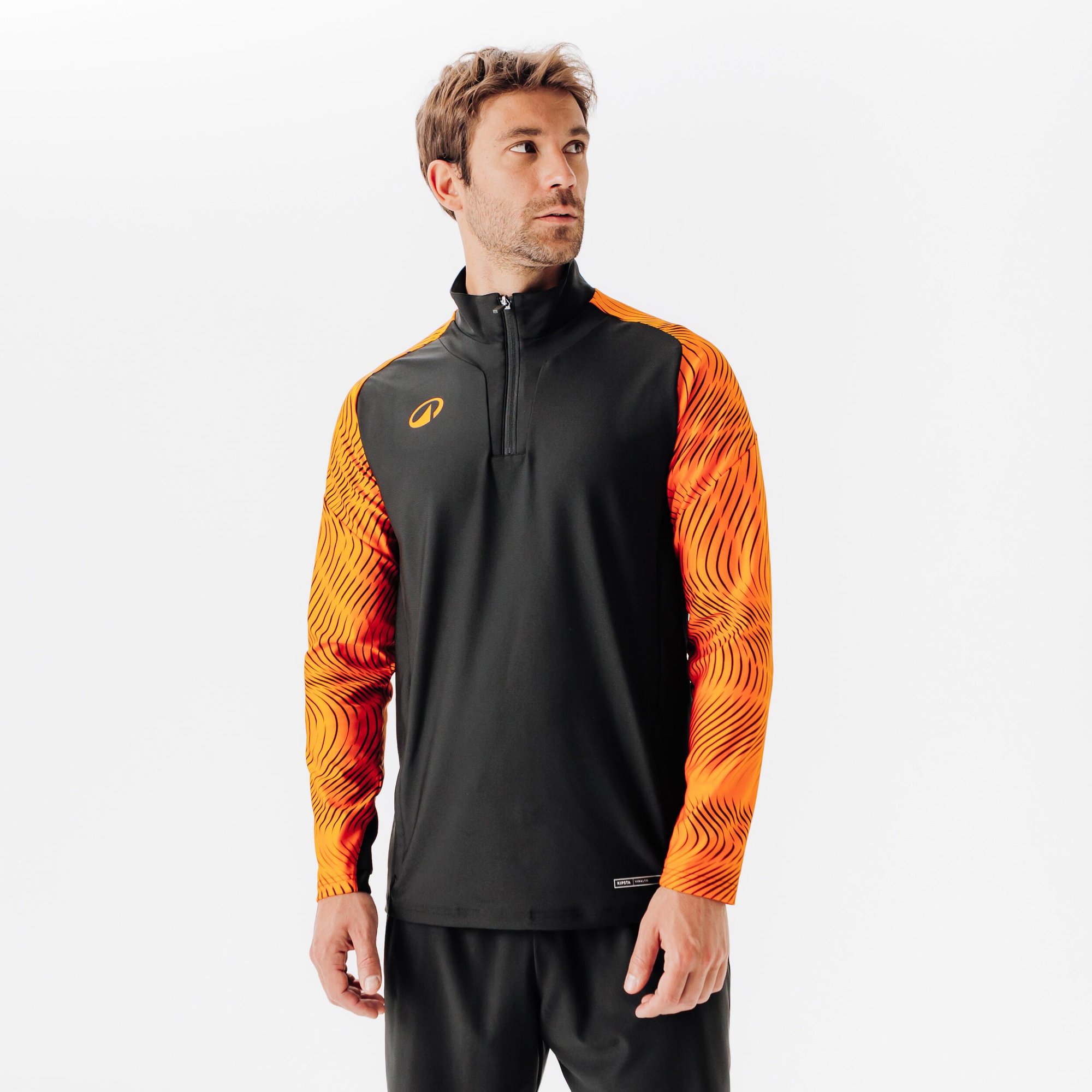 Sweatshirt Fussball halber Reissverschluss Polyester mit Muster