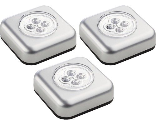 LED Touch Licht Batteriebetrieb silber 68x68 mm