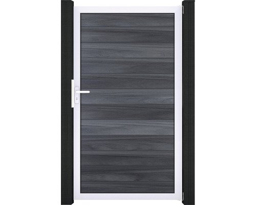 Einzeltor GroJa Solid vormontiert ohne Pfosten Rahmen silber 100 x 180 cm steingrau