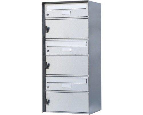 Huber Briefkasten Gstaad 3er-Gruppe chromstahl 418x913x303 mm