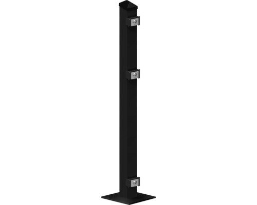 Pfosten mit Fussplatte 60x40x680 mm für Zaun 63 cm Höhe RAL 7016 anthrazit