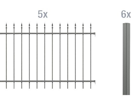 Zaun-Grundset ALBERTS Chaussee zum Einbetonieren 10 x 1,20 m anthrazit