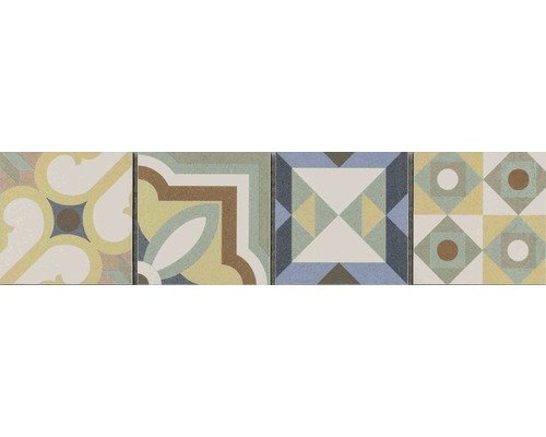 Keramikbordüre Patchwork mix 7.7x31.8 cm