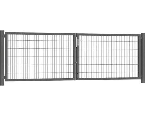 Premium-Doppeltor 400 x 120 cm 8/6/8 Rahmen 60x40 inkl. Pfosten zum Einbetonieren RAL 7016 anthrazit