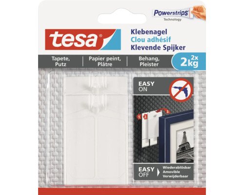 tesa Klebenagel für Tapete & Putz weiss 2 kg Belastung 2 Stk.